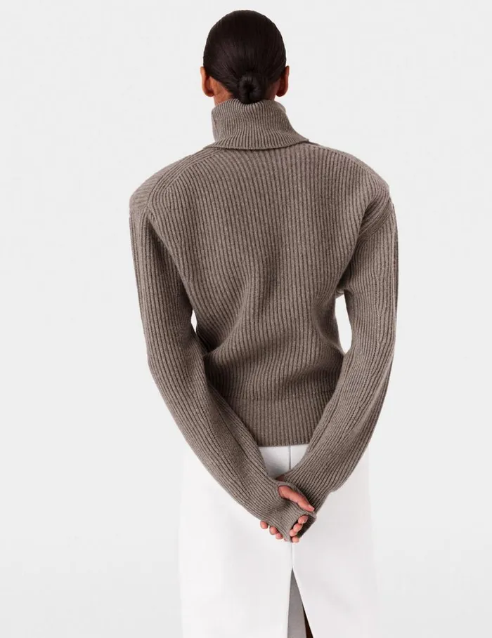 Women LongSleeve Turtleneck Jumper Taupe Brown Stella McCartney Knitwear