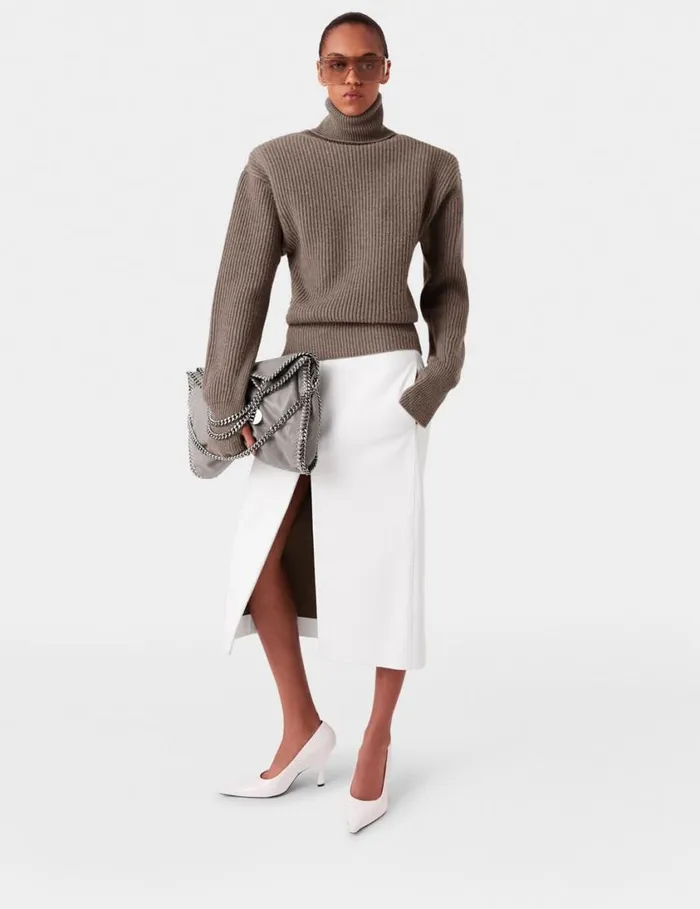 Women LongSleeve Turtleneck Jumper Taupe Brown Stella McCartney Knitwear
