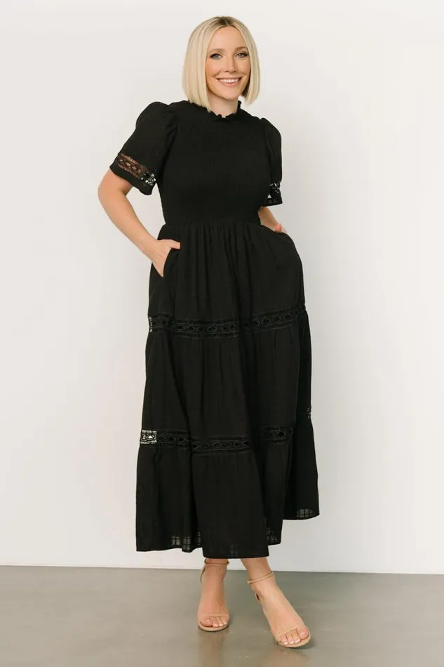 Women Loveland Geo Lace Maxi Dress Black Baltic Born Maxi Dresses