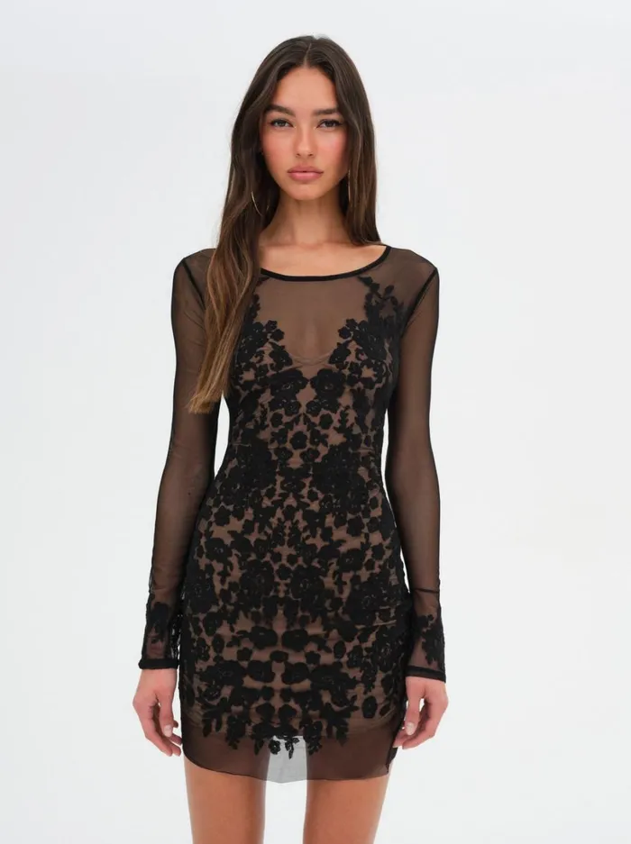 Women Luau Mini Dress Black For Love and Lemons Dresses