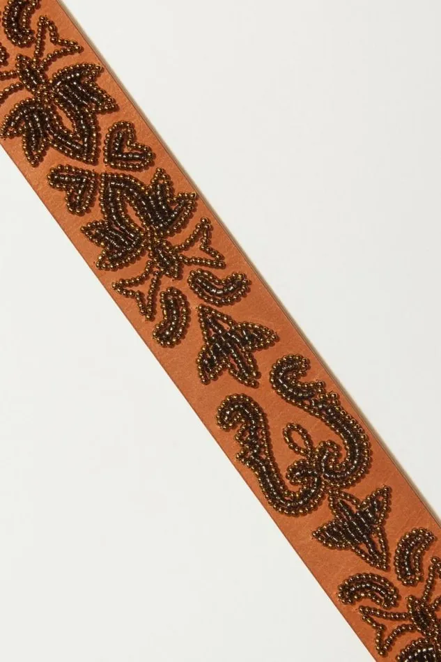 Women Lucky Brand Belts Beaded Leather Belt Dark Brown Women Lucky Brand Belts Beaded Leather Belt Dark Brown