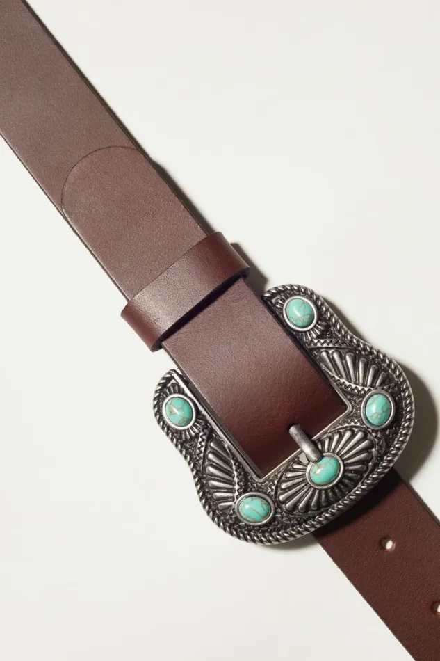Women Lucky Brand Belts Western Turquoise Buckle Belt Dark Brown Women Lucky Brand Belts Western Turquoise Buckle Belt Dark Brown