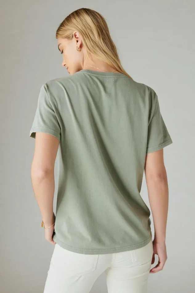 Women Lucky Brand Graphic Tees Infinite Moon Boyfriend Tee Seaspray