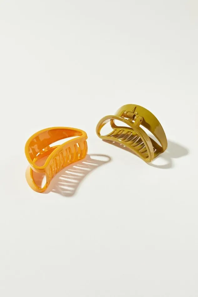 Women Lucky Brand Hair Accessories Open Claw 2pk Dusty Olive