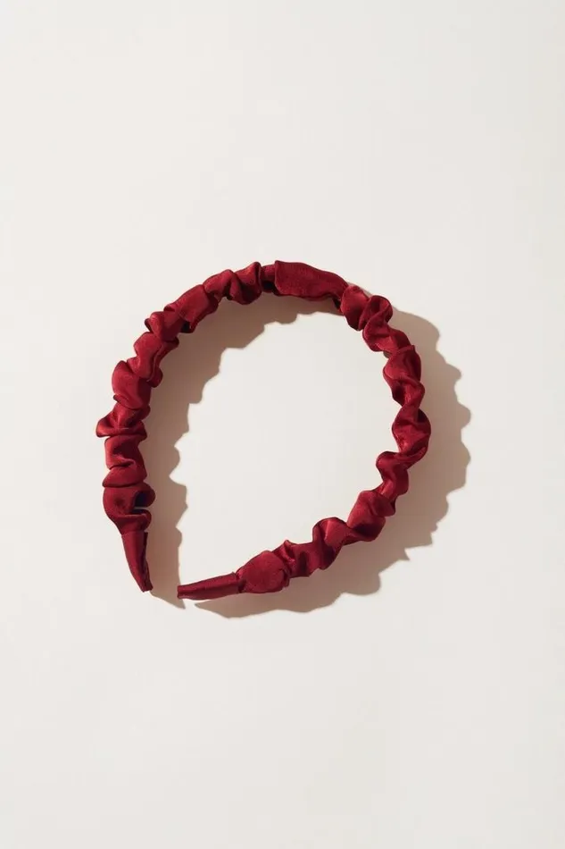 Women Lucky Brand Hair Accessories Ruched Satin Headband 636 Red