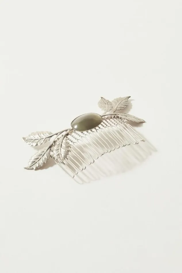 Women Lucky Brand Hair Accessories Silver Stone Hair Comb Silver