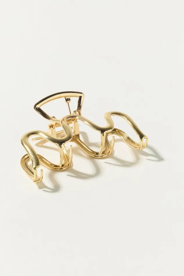 Women Lucky Brand Hair Accessories Wavy Metal Claw Gold