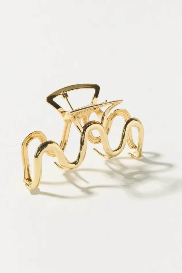 Women Lucky Brand Hair Accessories Wavy Metal Claw Gold Women Lucky Brand Hair Accessories Wavy Metal Claw Gold