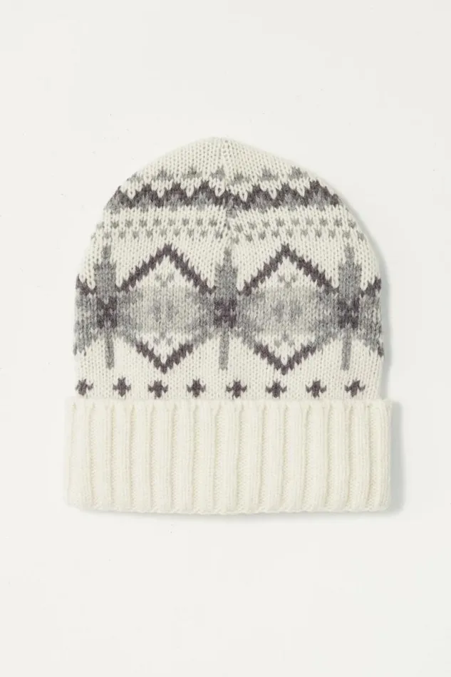 Women Lucky Brand Hats Fair Isle Beanie Cloud Dancer Combo