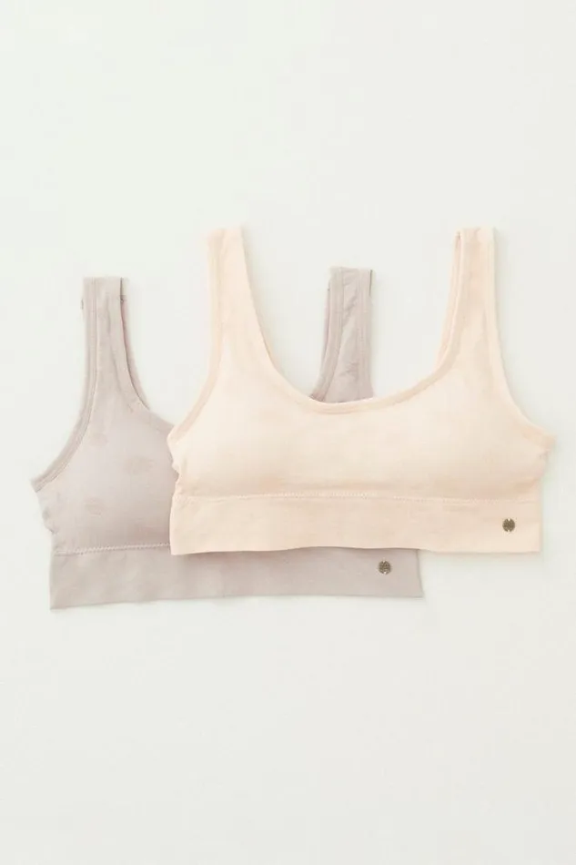 Women Lucky Brand Intimates and Sleepwear 2 Pack Woodblock Print Bra Coral Pink