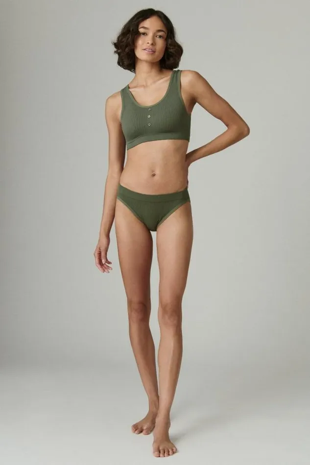 Women Lucky Brand Intimates and Sleepwear 3 Pack Ribbed Button Bra Dark Green