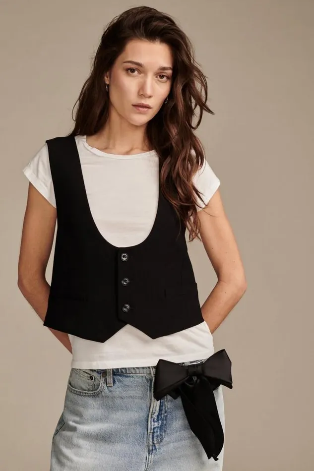 Women Lucky Brand Jackets and Outerwear Longline Vest Black