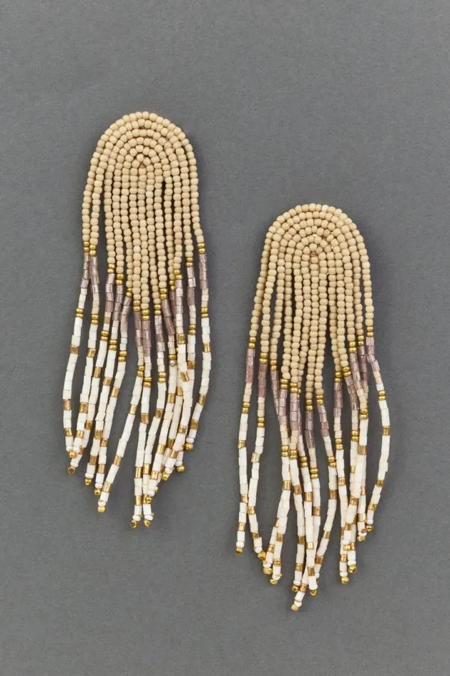Women Lucky Brand Jewelry Natural Beaded Statement Earring Gold