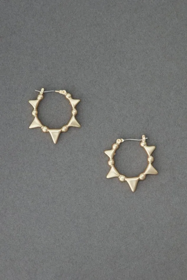 Women Lucky Brand Jewelry Spike Hoop Earring Gold