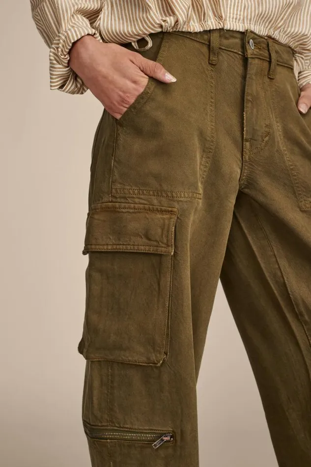 Women Lucky Brand Pants Cargo Denim Jean Dark Olive