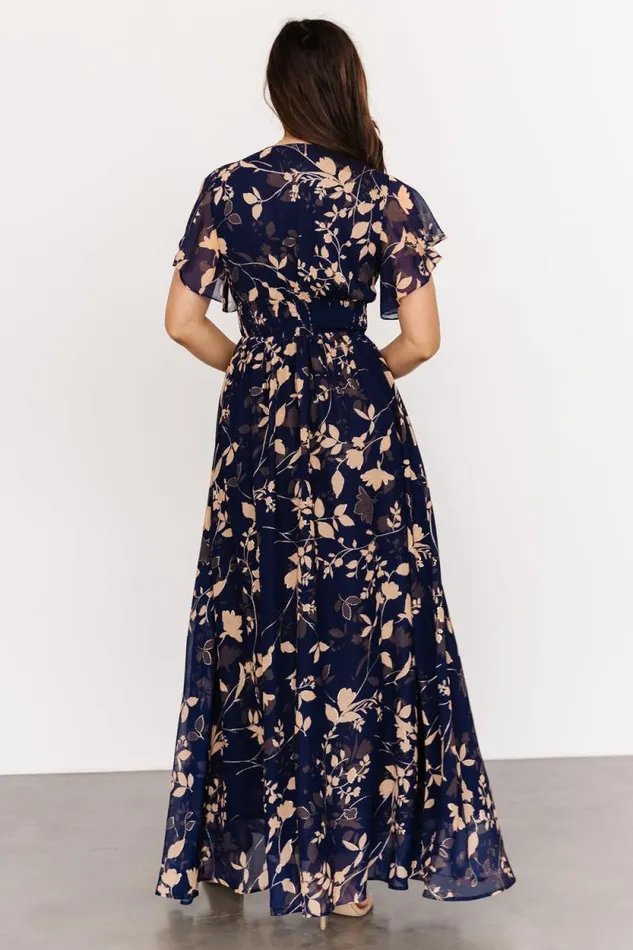 Women Lynlee Metallic Maxi Dress Navy Baltic Born The Guest Edit