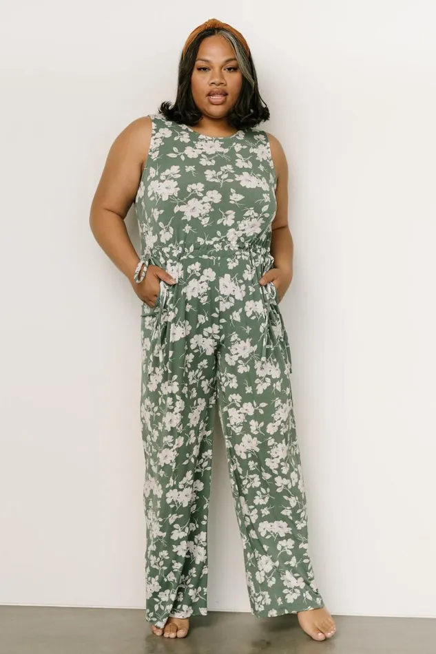 Women Margaux Jumpsuit Dusty Green Ivory Baltic Born Jumpsuits and Rompers Women Margaux Jumpsuit Dusty Green Ivory Baltic Born Jumpsuits and Rompers