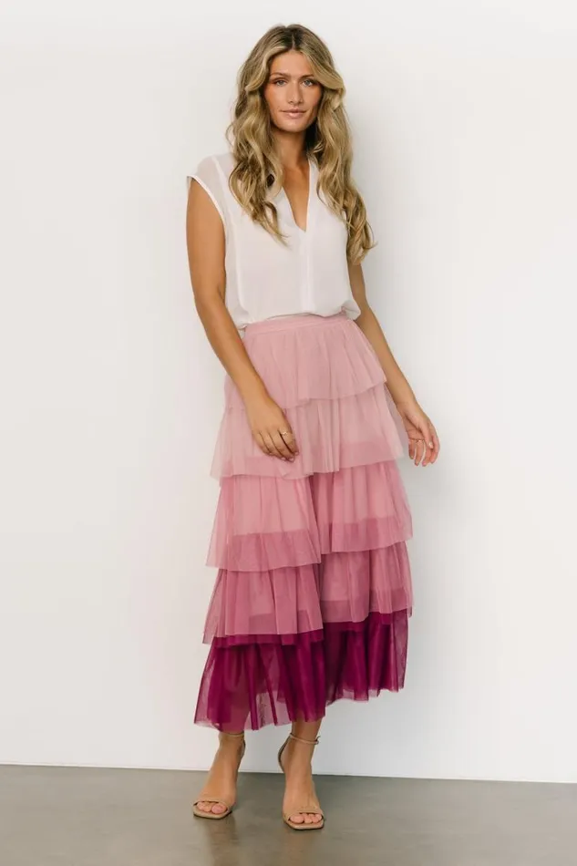 Women Marlene Tulle Ruffle Skirt Mauve Berry Baltic Born Skirts