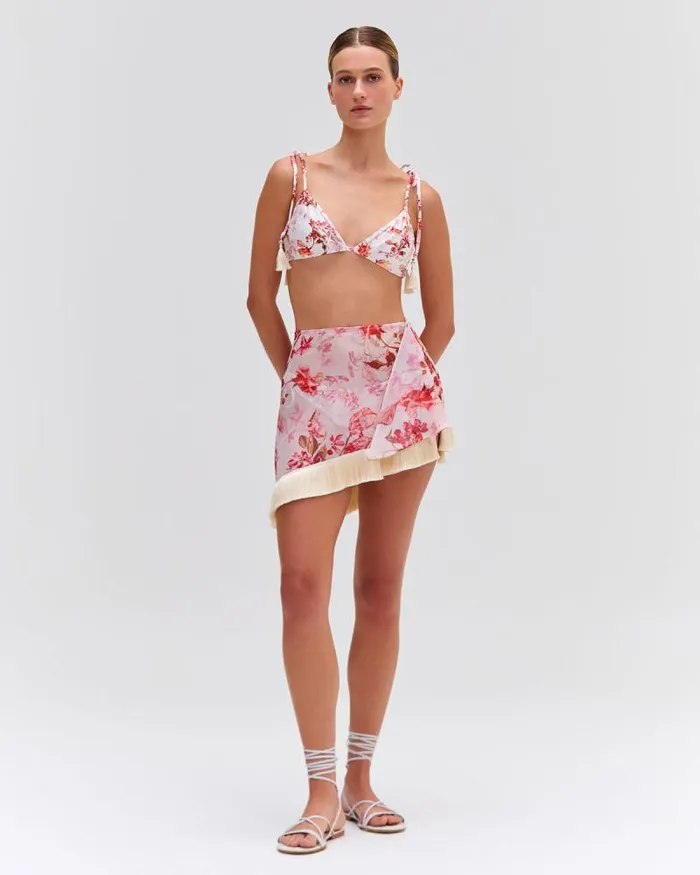 Women Matching Sets PatBO Floral Haze String Bikini Top Vapor