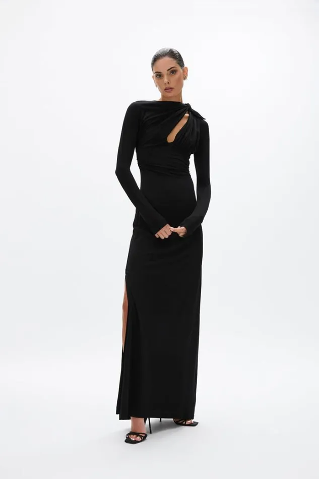 Women Maxi Dresses Rachel Gilbert Tanner Sleeve Gown Black