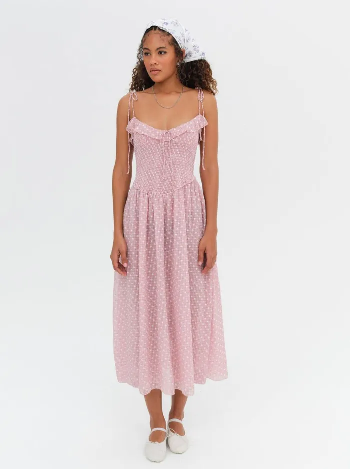 Women Maxine Midi Dress Pink For Love and Lemons Dresses