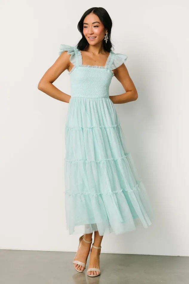 Women Mindi Tulle Midi Dress Sea Blue Baltic Born Midi Dresses