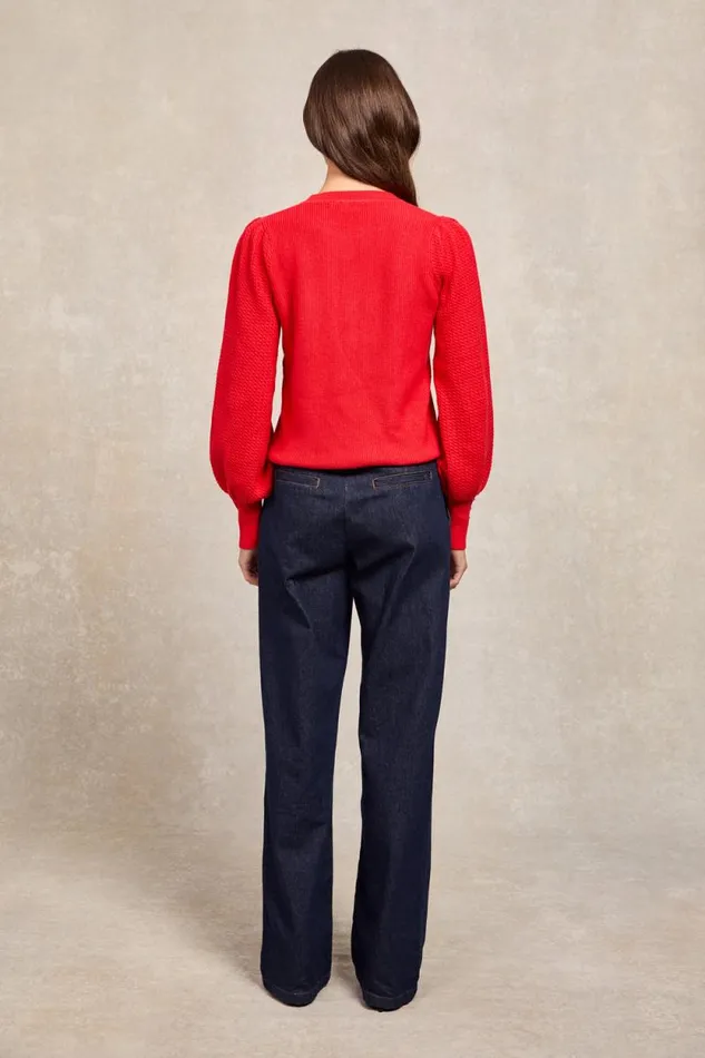 Women Naomi Crew Neck Knit Hot Coral Holland Cooper Knitwear