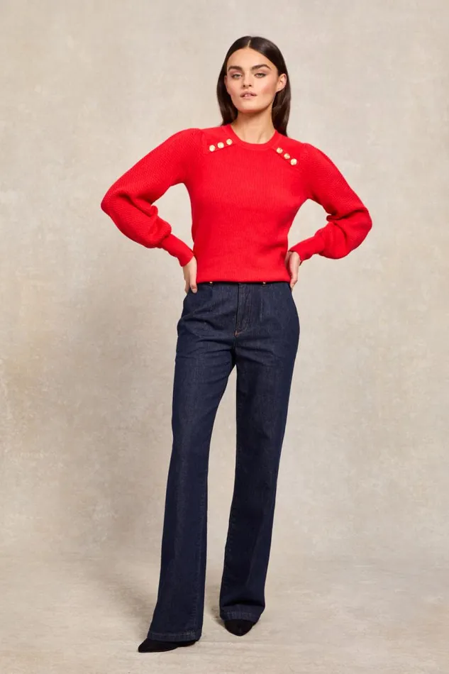 Women Naomi Crew Neck Knit Hot Coral Holland Cooper Knitwear