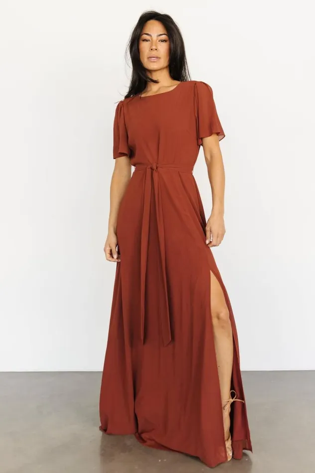 Women Naomi Short Sleeve Maxi Dress Cinnamon Baltic Born Maxi Dresses