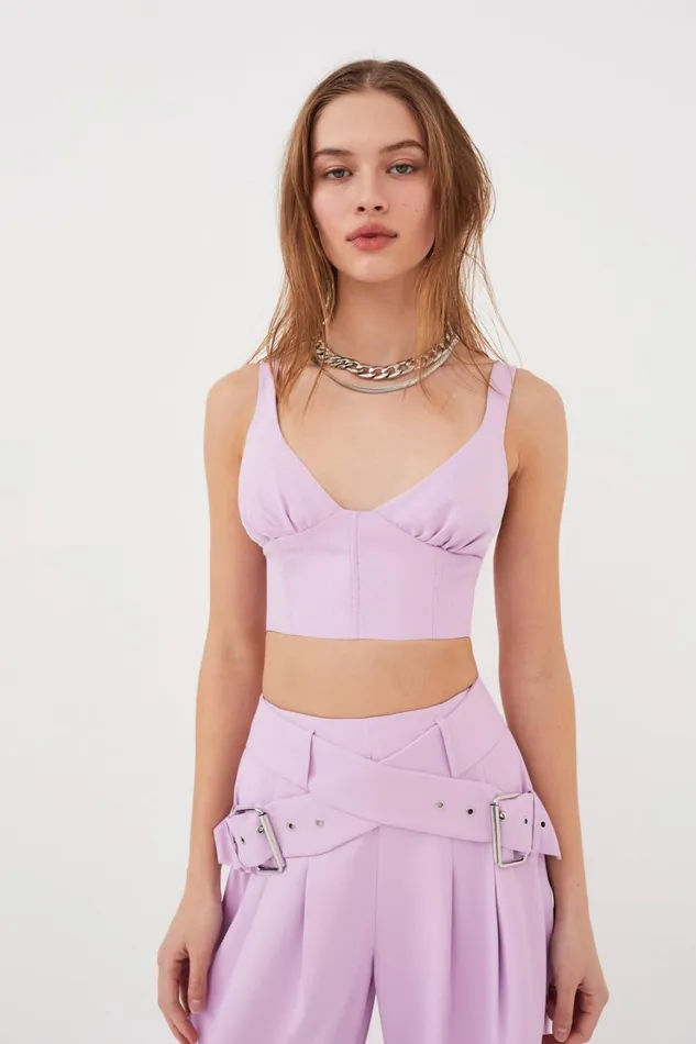 Women Natasha Crop Top Purple For Love and Lemons Tops