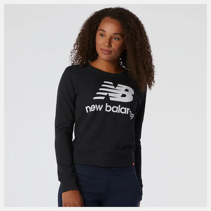 Women NB Essentials Crew Fleece Black New Balance Hoodies and Sweatshirts