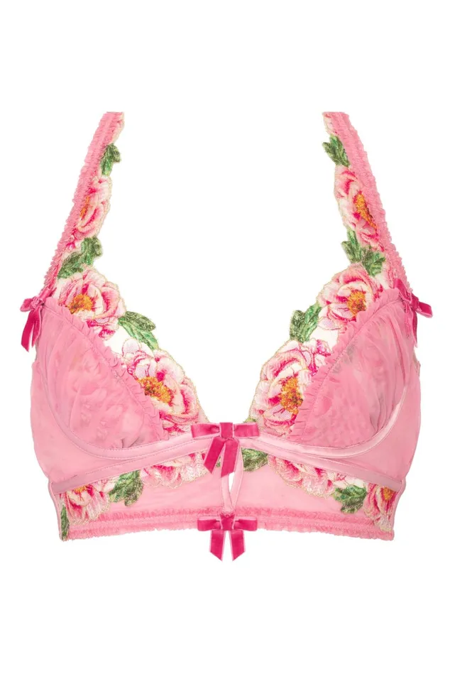 Women Needle Point Roses Bustier Pink For Love and Lemons Tops