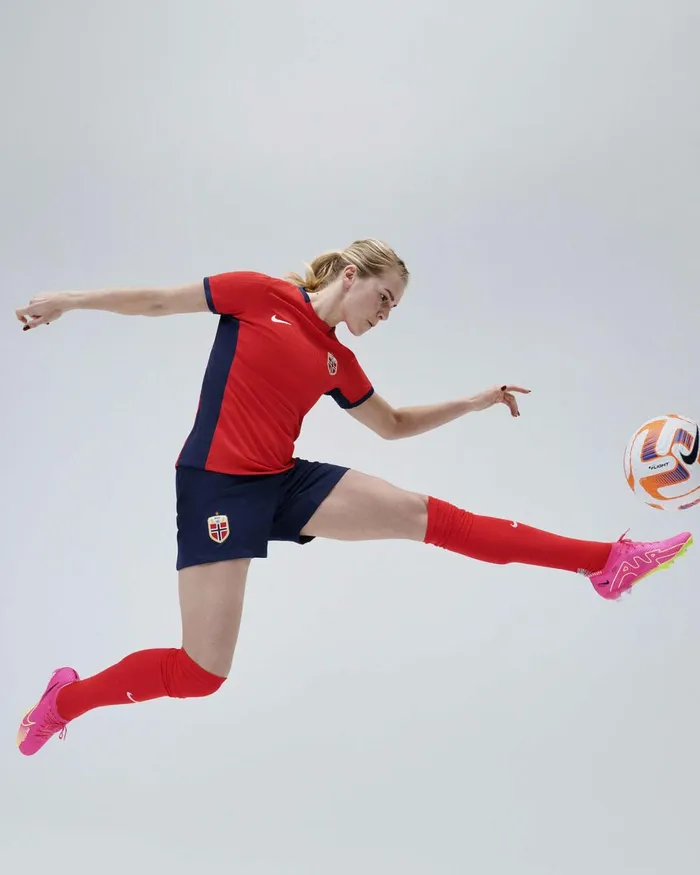 Women Nike All Clothing Norway 2023 Stadium Home Global Redglobal Bluewhite