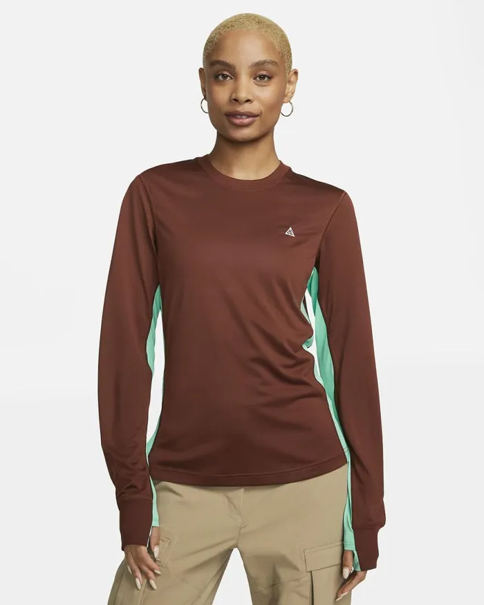 Women Nike Tops And TShirts ACG DriFIT ADV 039Goat Rocks039 Oxen Brownlight Mentabrown Basaltsummit White