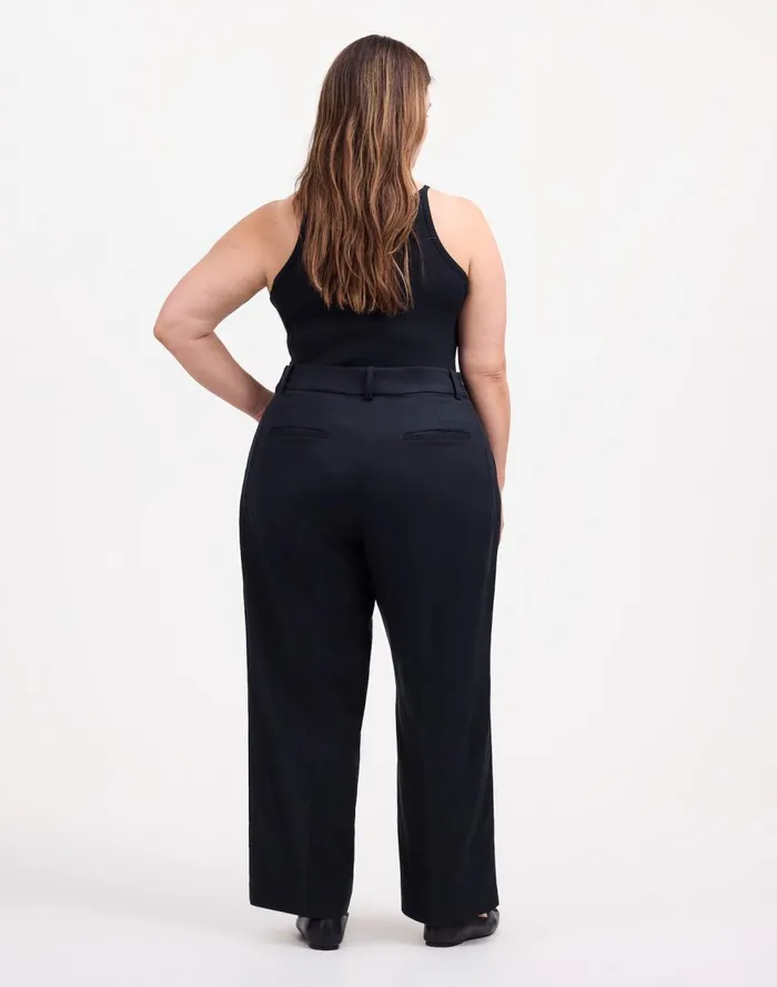 Women Pants Madewell Plus Slouchy Straight Pants In Drapey Twill True Black