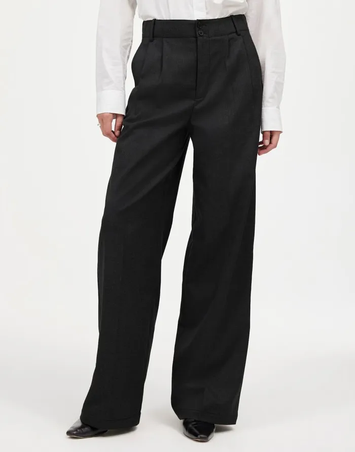 Women Pants Madewell The Harlow WideLeg Pant In Flannel Dark Grey