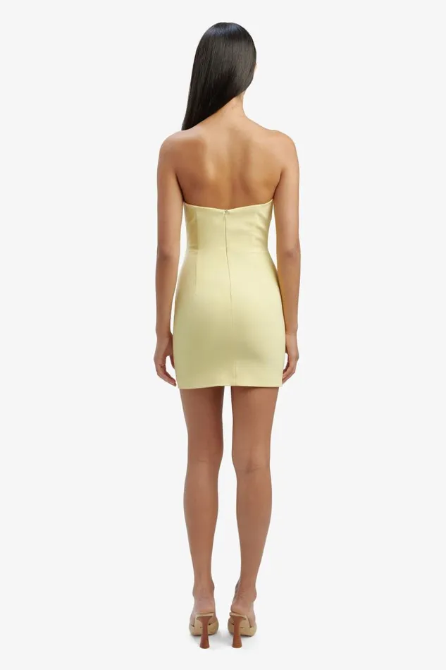 Women Party Dresses Bardot Eleni Flower Detail Mini Dress In Canary Yellow Canary Yellow