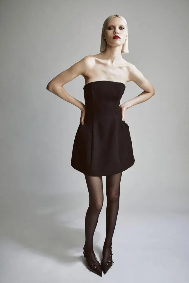 Women Party Dresses Bardot Karoline Trim Hourglass Dress In Black Black