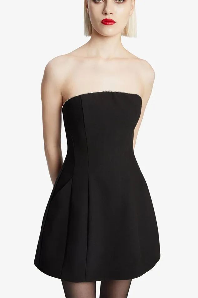 Women Party Dresses Bardot Karoline Trim Hourglass Dress In Black Black
