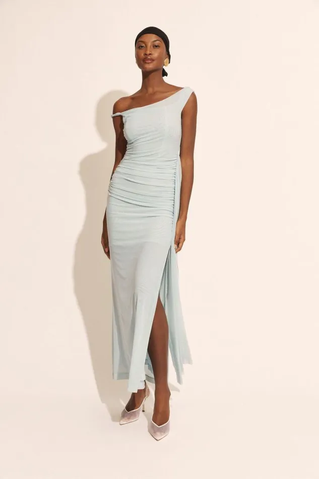 Women Party Dresses Bardot Layana Asym Maxi Dress In Light Blue Light Blue