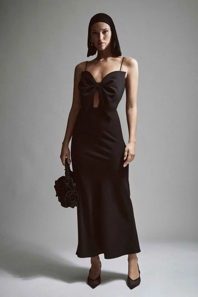 Women Party Dresses Bardot Paula Bow Maxi Dress In Black Black