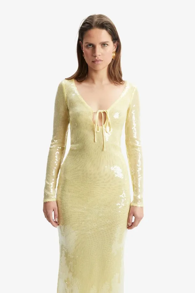 Women Party Dresses Bardot Verona Sequin Maxi Dress In Canary Yellow Canary Yellow Women Party Dresses Bardot Verona Sequin Maxi Dress In Canary Yellow Canary Yellow