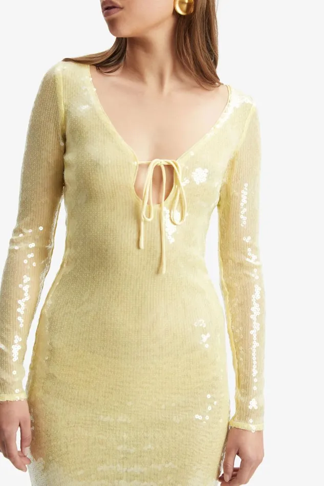Women Party Dresses Bardot Verona Sequin Maxi Dress In Canary Yellow Canary Yellow Women Party Dresses Bardot Verona Sequin Maxi Dress In Canary Yellow Canary Yellow