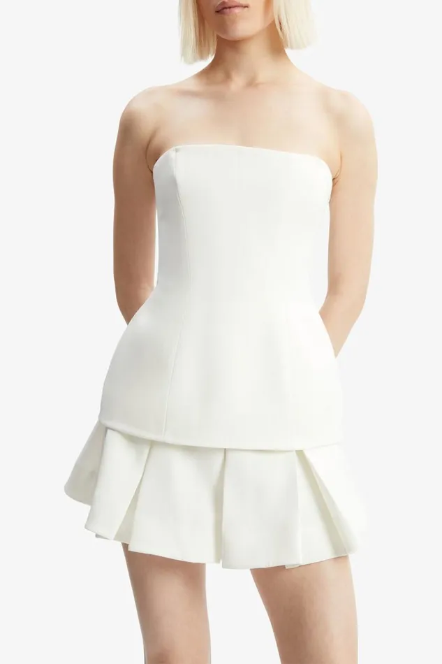 Women Party Tops Bardot Helenia Longline Strapless Top In Orchid White Orchid White