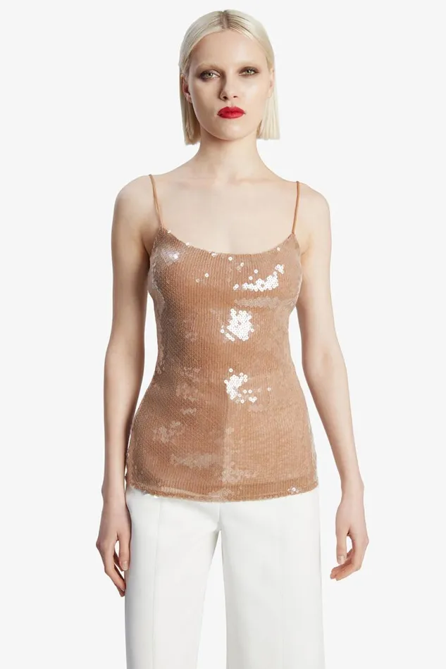 Women Party Tops Bardot Ramira Sequin Cami In Nude Nude