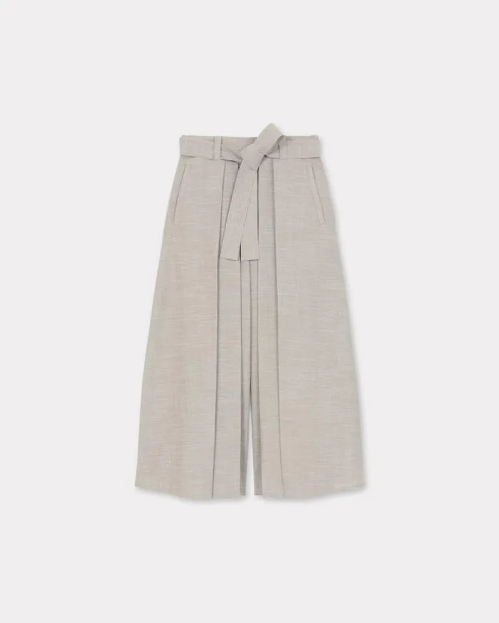 Women Pleated Long Shorts Misty Grey Kenzo Pants And Shorts