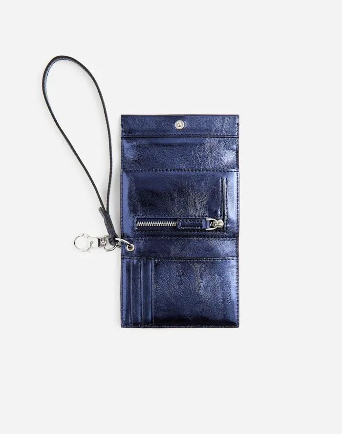 Women Pouches and Wallets Madewell Card Case Wristlet Navy Metallic