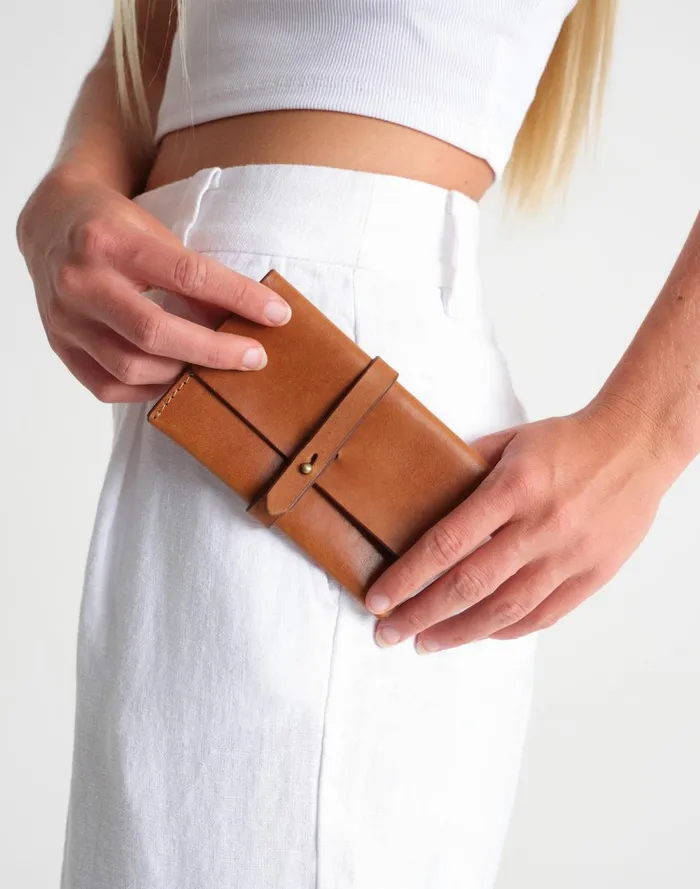 Women Pouches and Wallets Madewell MINGA Leather Wrap Wallet Honey
