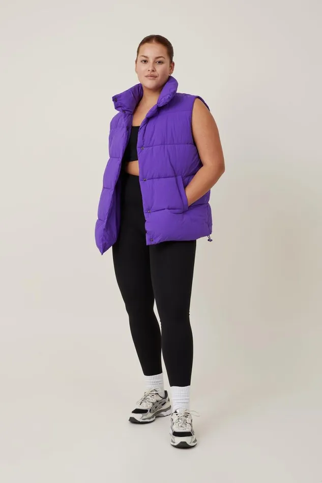 Women Puffers and Jackets Cotton On The Recycled Mother Puffer Vest 20 Royal Purple