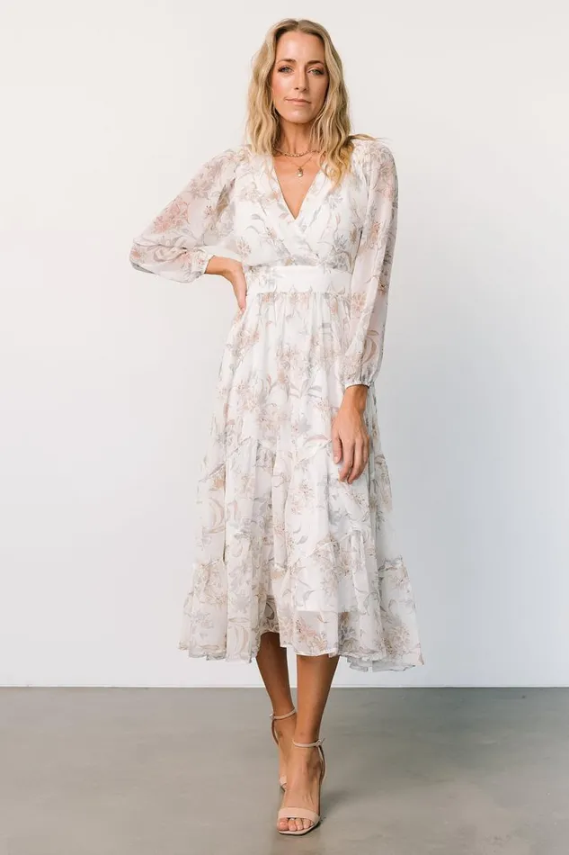 Women Raven Midi Dress Off White Floral Baltic Born Midi Dresses